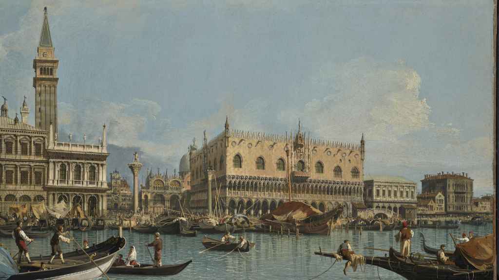 Canaletto: El muelle de Venecia próximo a la plaza de San Marcos', h. 1729