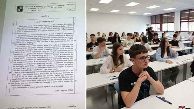 Los alumnos antes del examen y la prueba de Lengua y Literatura