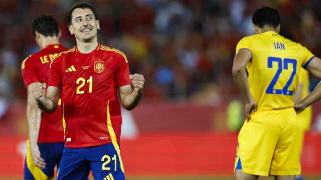Oyarzabal celebra su tercer gol frente a Andorra.
