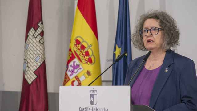 Mercedes Gómez, consejera de Desarrollo Sostenible de Castilla-La Mancha, este miércoles en rueda de prensa