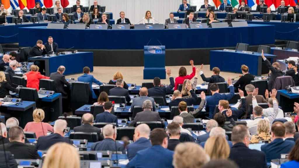 Hemiciclo del Parlamento Europeo durante un pleno en Bruselas (Bélgica).