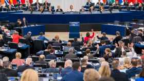 Hemiciclo del Parlamento Europeo durante un pleno en Bruselas (Bélgica).