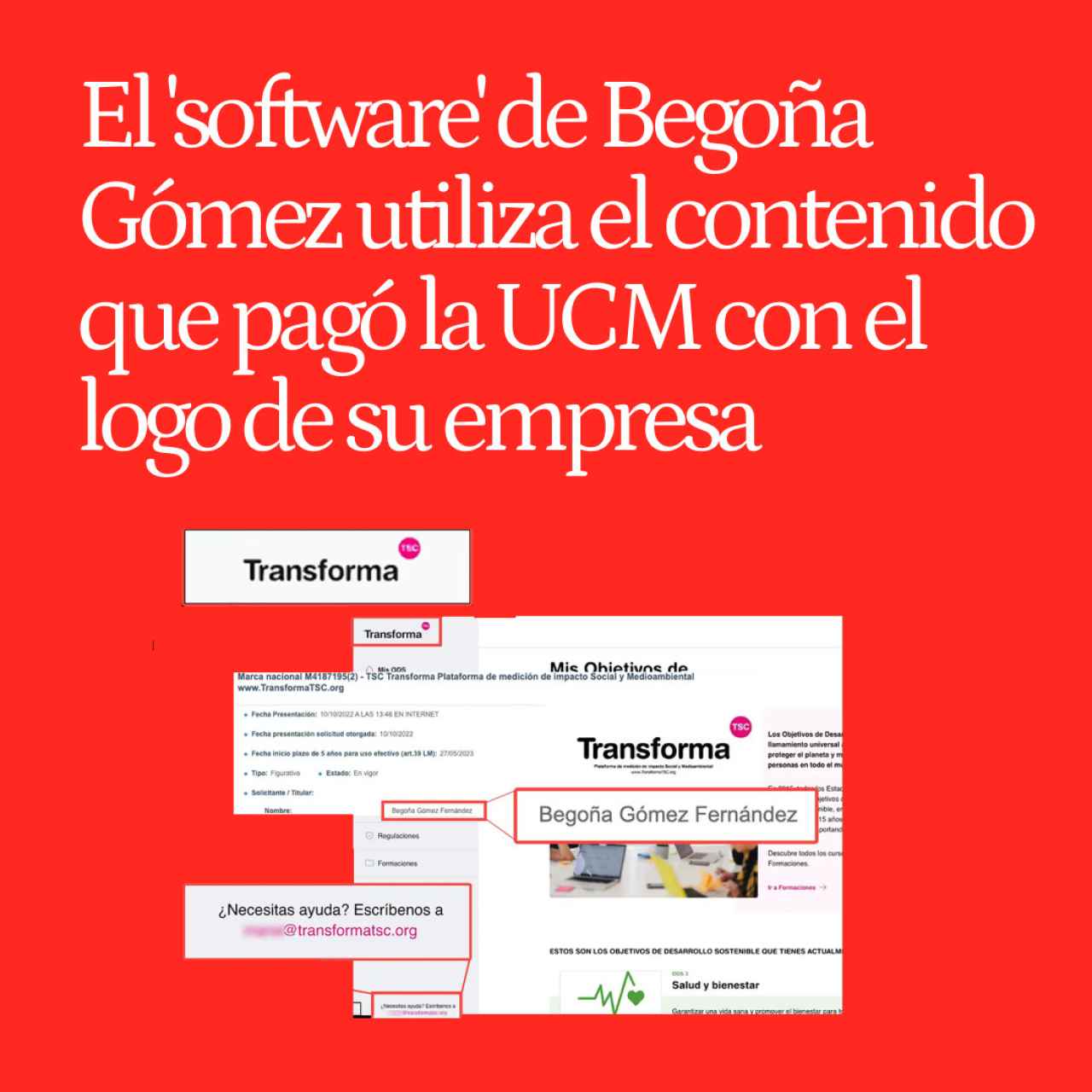 El 'software' de Begoña Gómez utiliza el contenido que pagó la UCM con el logo y mail de su empresa