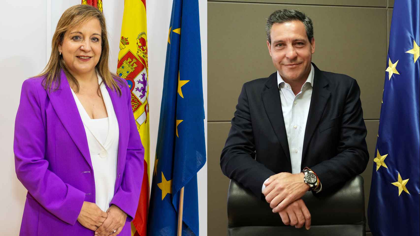 Iratxe García (PSOE) y Raúl de la Hoz (PSOE) durante esta campaña electoral