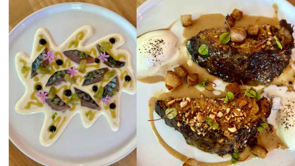 Ajo blanco con caballa y col a la menier, de Insolent.