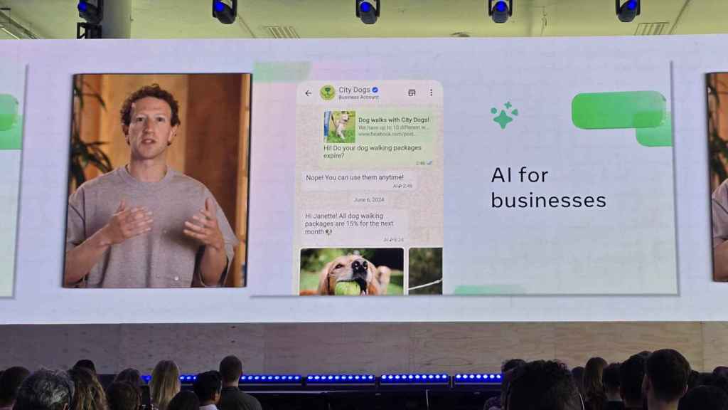 Mark Zuckerberg durante la presentación de las funciones de IA para empresas de WhatsApp