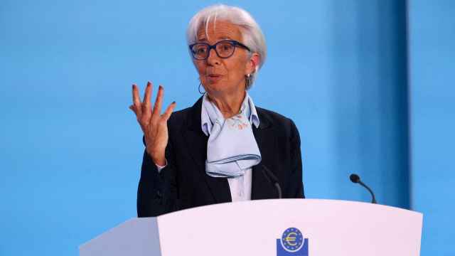 La presidenta del BCE, Christine Lagarde, durante una rueda de prensa.
