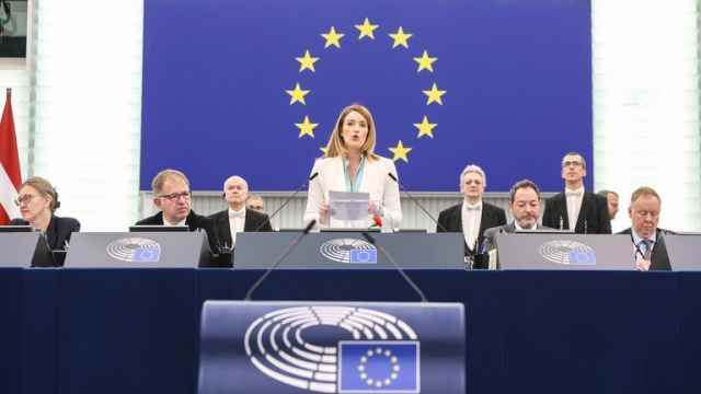 La presidenta del Parlamento Europeo, Roberta Metsola, durante un pleno en Bruselas (Bélgica).