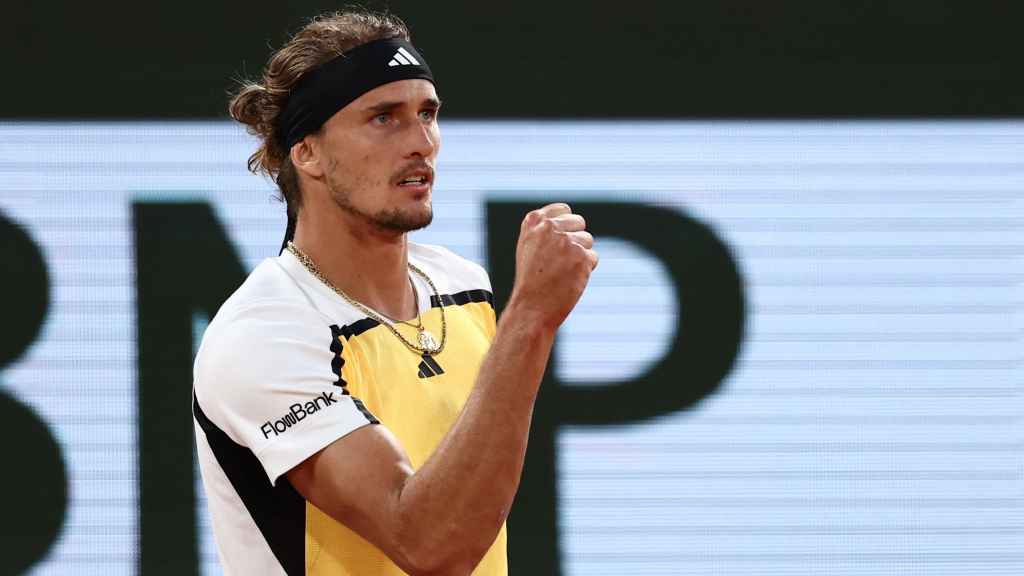 Zverev celebra su victoria ante Casper Ruud.