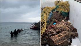 Jornada de limpieza de fondos en la ensenada de San Amaro