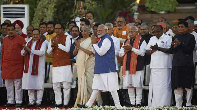 El primer ministro indio, Narendra Modi, durante la ceremonia de toma de posesión este domingo en Nueva Deli.