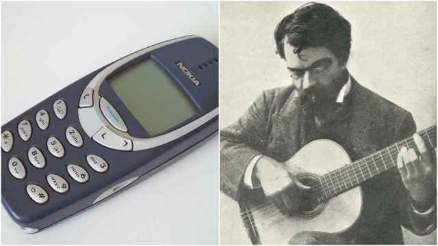 El modelo 3310 de Nokia; y Francisco Tárrega, guitarrista y compositor del verdadero 'Nokia Tune'. EE