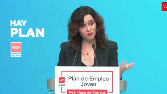 La presidenta la Comunidad de Madrid, Isabel Díaz Ayuso, en la presentación del Plan de Empleo.