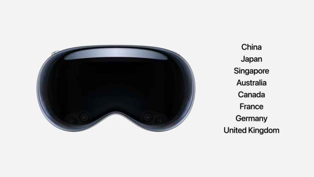 Apple Vision Pro y algunos de los países a los que va a llegar.