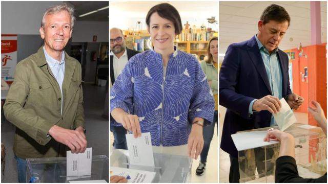Rueda, Pontón y Besteiro votando en las elecciones europeas