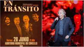 Cartel del concierto y una imagen de Serrat en 2022 durante su actuación en Castrelos.
