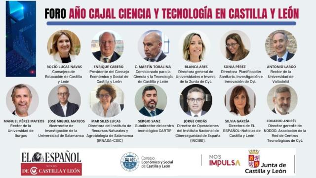 Cartel de ponentes del foro 'Año Cajal: ciencia y tecnología en CyL' organizado por El Español - Noticias de Castilla y León
