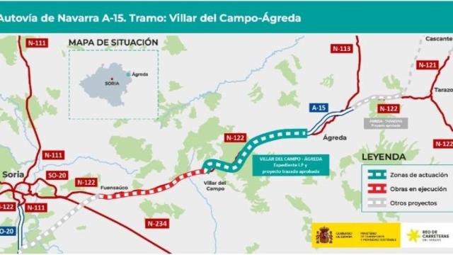 Mapa del tramo Villar del Campo-Ágreda de la A-15