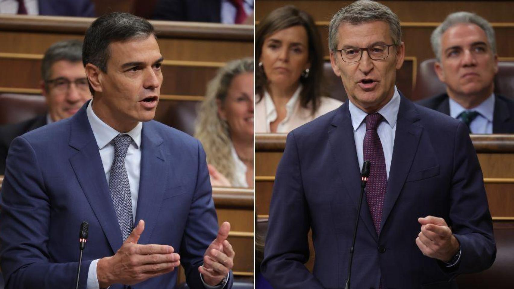 Pedro Sánchez y Alberto Núñez Feijóo,  en el Congreso.
