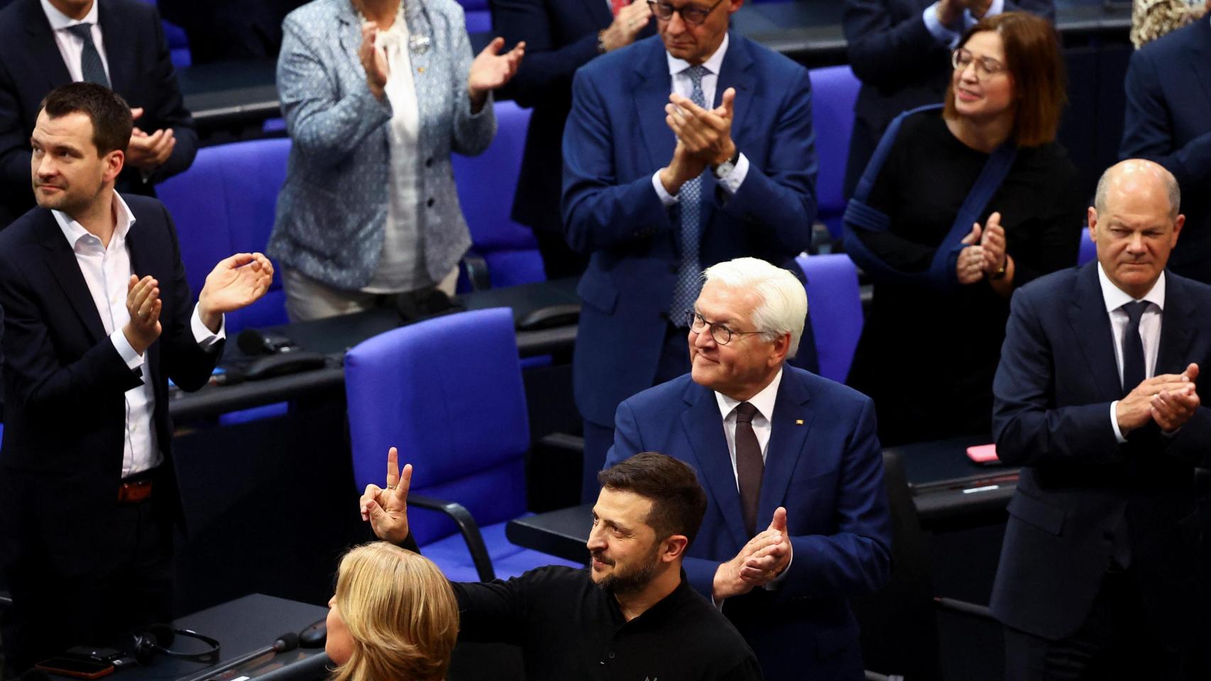 El presidente ucraniano, este martes ante la cámara baja del Bundestag en Berlín.