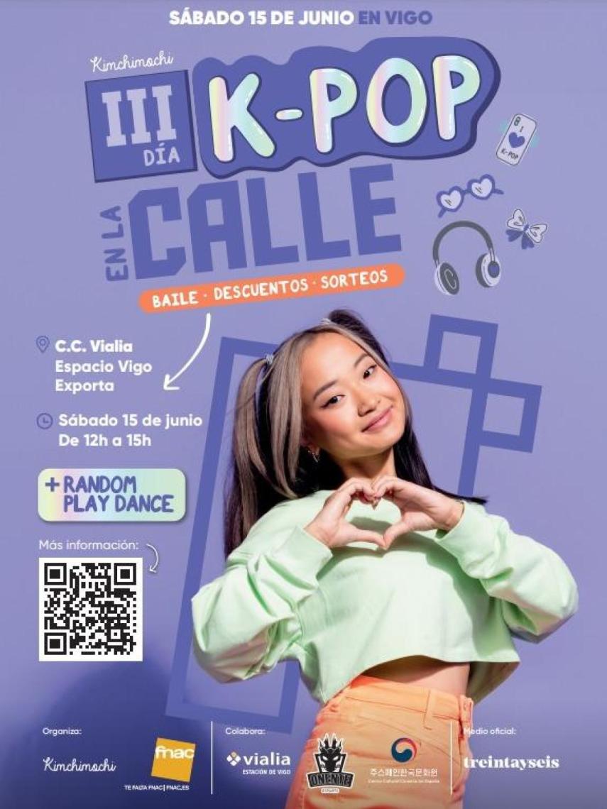 Cartel promocional del tercer Día K-Pop en la calle, en Vigo