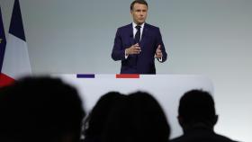 El presidente francés, Emmanuel Macron, este miércoles en rueda de prensa.