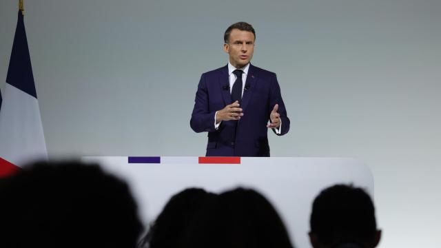 El presidente francés, Emmanuel Macron, este miércoles en rueda de prensa.