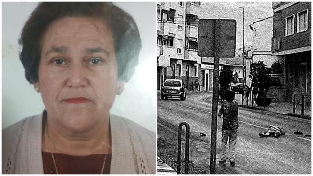 Carmen Lorca, en una imagen cedida por su familia, junto a la foto del atropello que sufrió este sábado en Torreagüera y que una testigo facilitó a la Policía Local de Murcia.