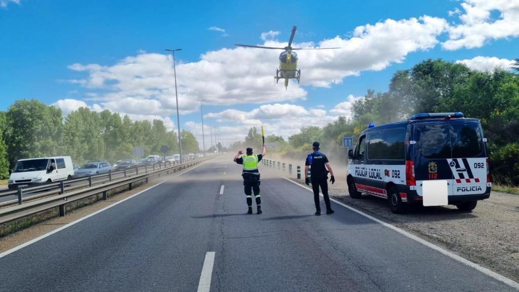 Llegada del helicóptero a la zona del accidente en la LE-20