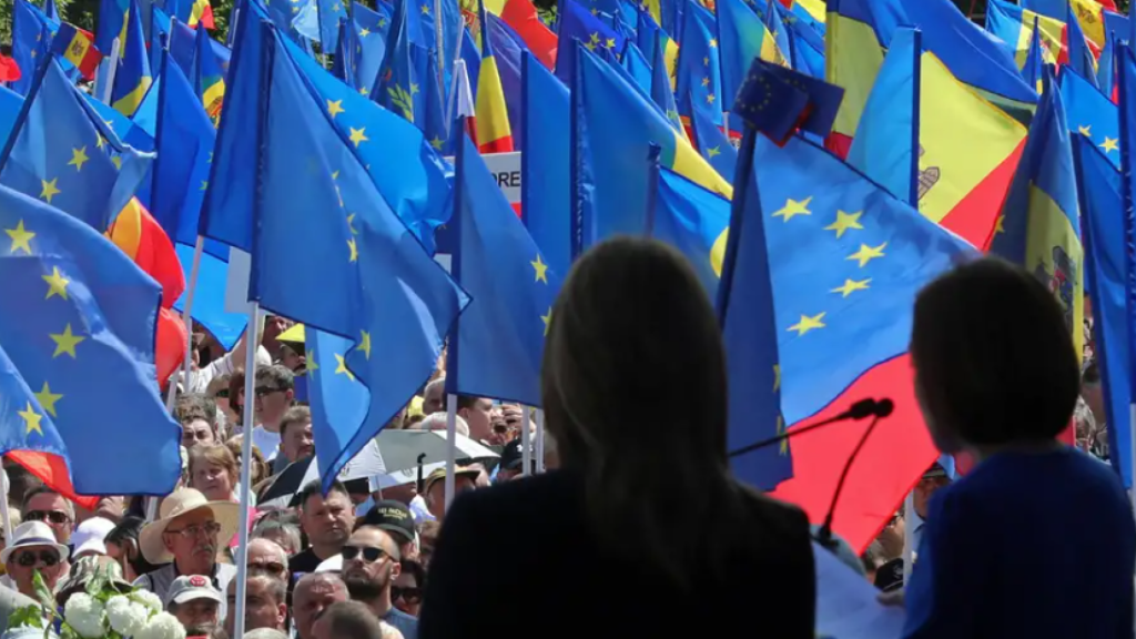 Manifestación a favor de la Unión Europea en Moldavia.