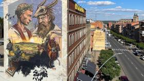 El mural gigante que representa una de las fiestas de Astorga