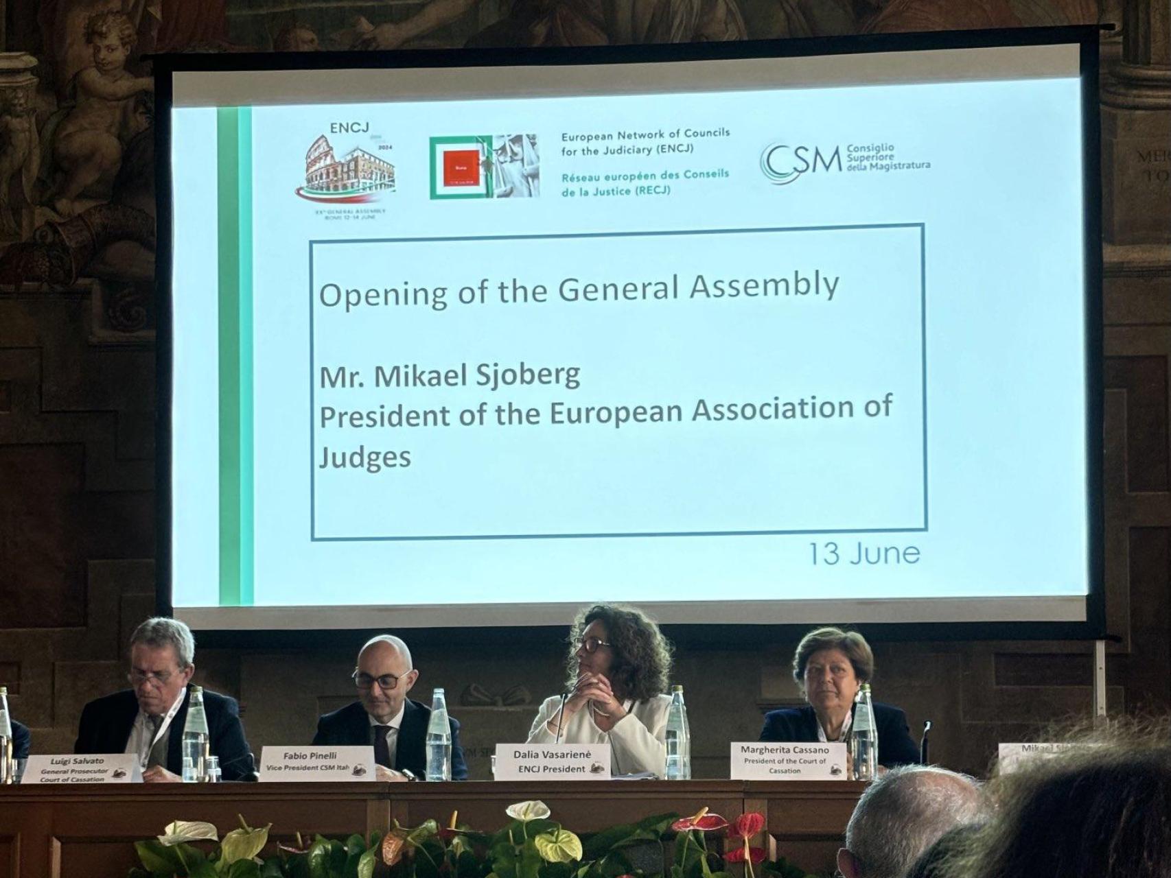 Imagen de la asamblea de la Red Europea de Consejos de Justicia, celebrada este jueves en Roma.