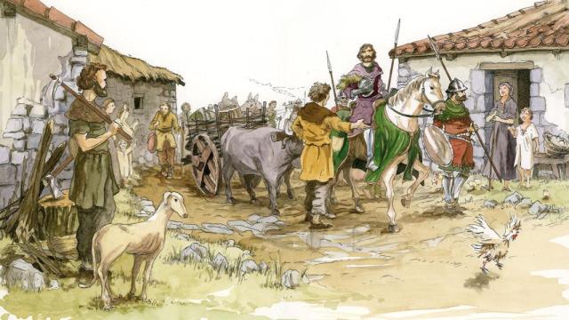 Ilustración idealizada del poblado altomedieval de la finca de Matallana.