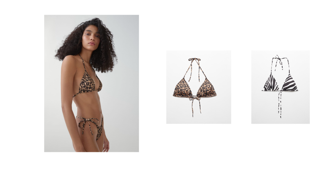 Bikini de lleopardo y de cebra, ambos de Mango (19,99 €).