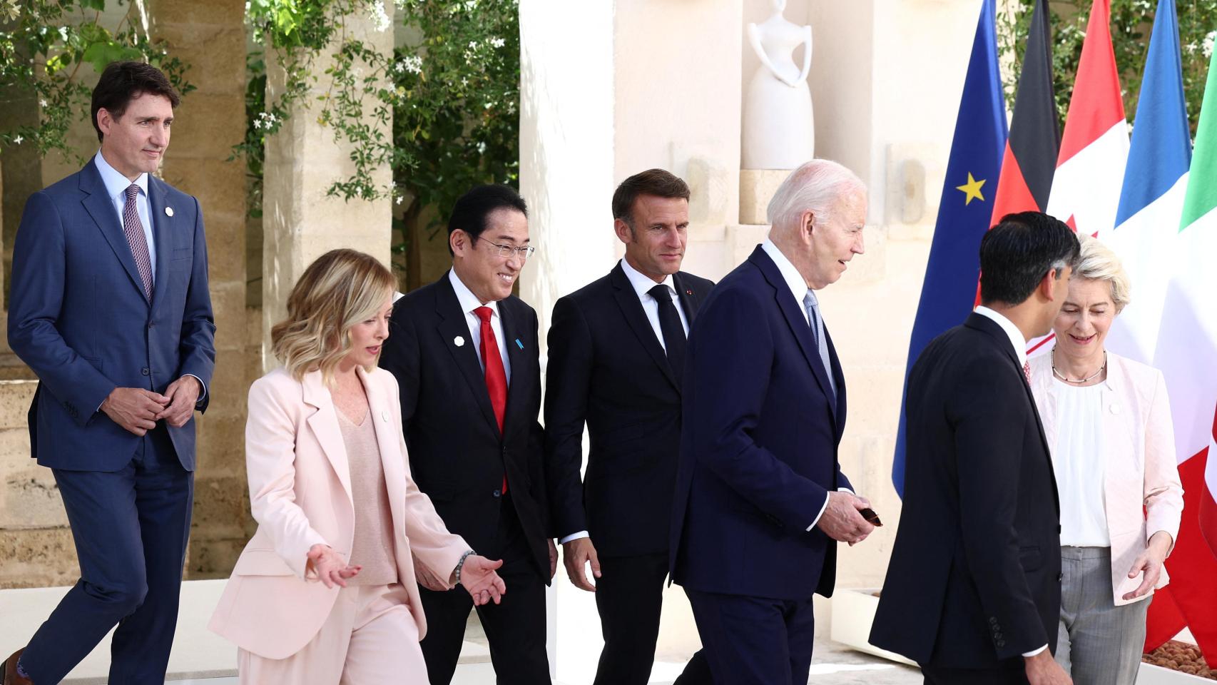 Los líderes del G7 durante la cumbre que se celebra en Italia.