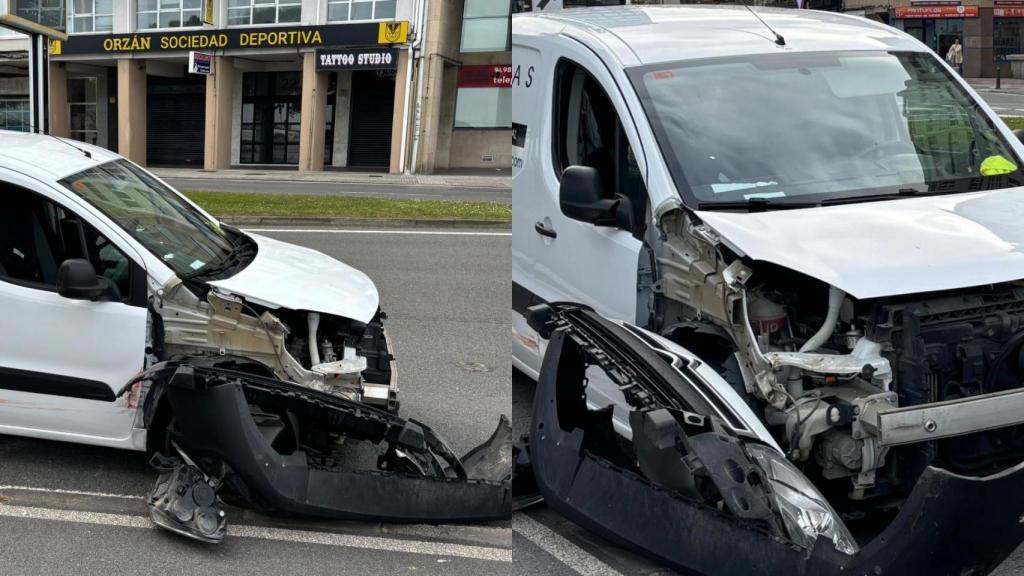 Un accidente entre dos autobuses y una furgoneta en A Coruña provoca retenciones a primera hora