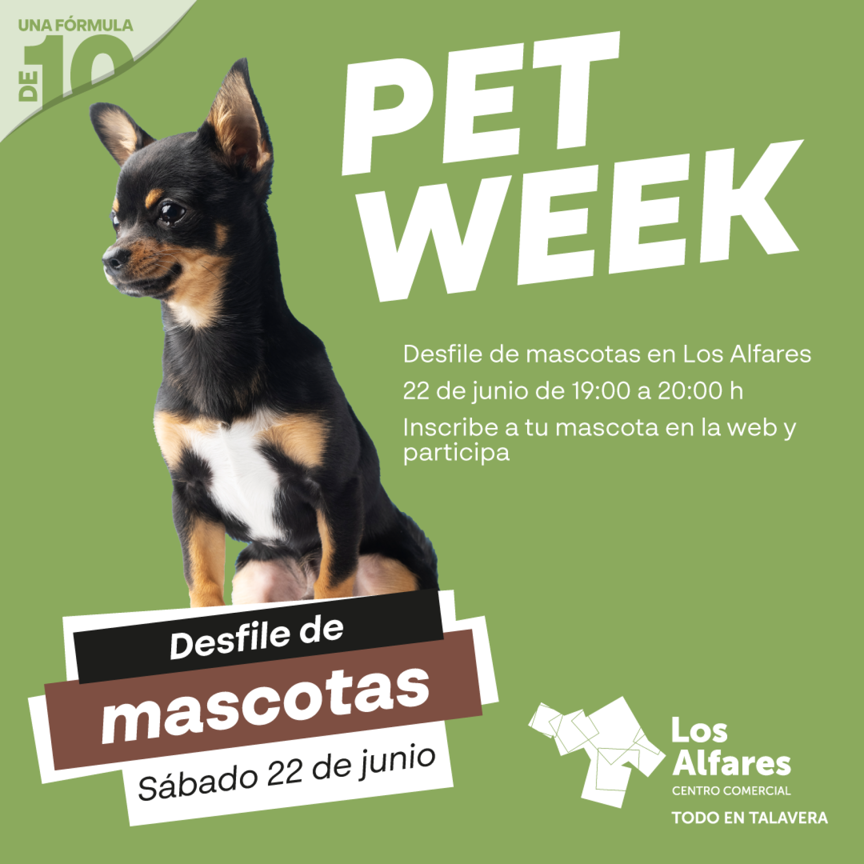 Cartel del desfile de mascotas.