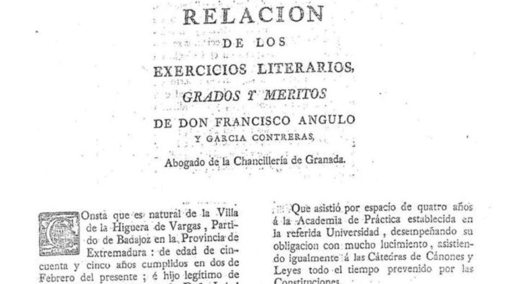 Detalle de una antigua documentación sore uno de los antigios abogados de Angulo.