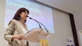 La ministra de Igualdad, Ana Redondo, durante su intervención de este miércoles en el acto de entrega de los Premios 8M, en Valladolid