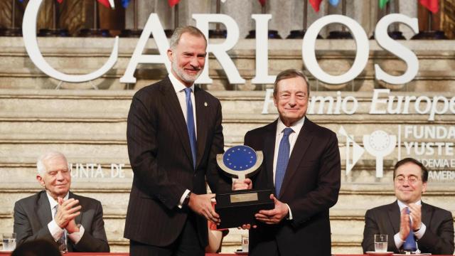 Felipe VI entrega, este viernes, el Premio Europeo Carlos V a Mario Draghi  en el Monasterio de San Jerónimo de Yuste (Cáceres).