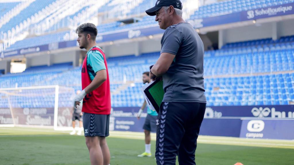 Sergio Pellicer durante un entrenamiento con el Málaga CF