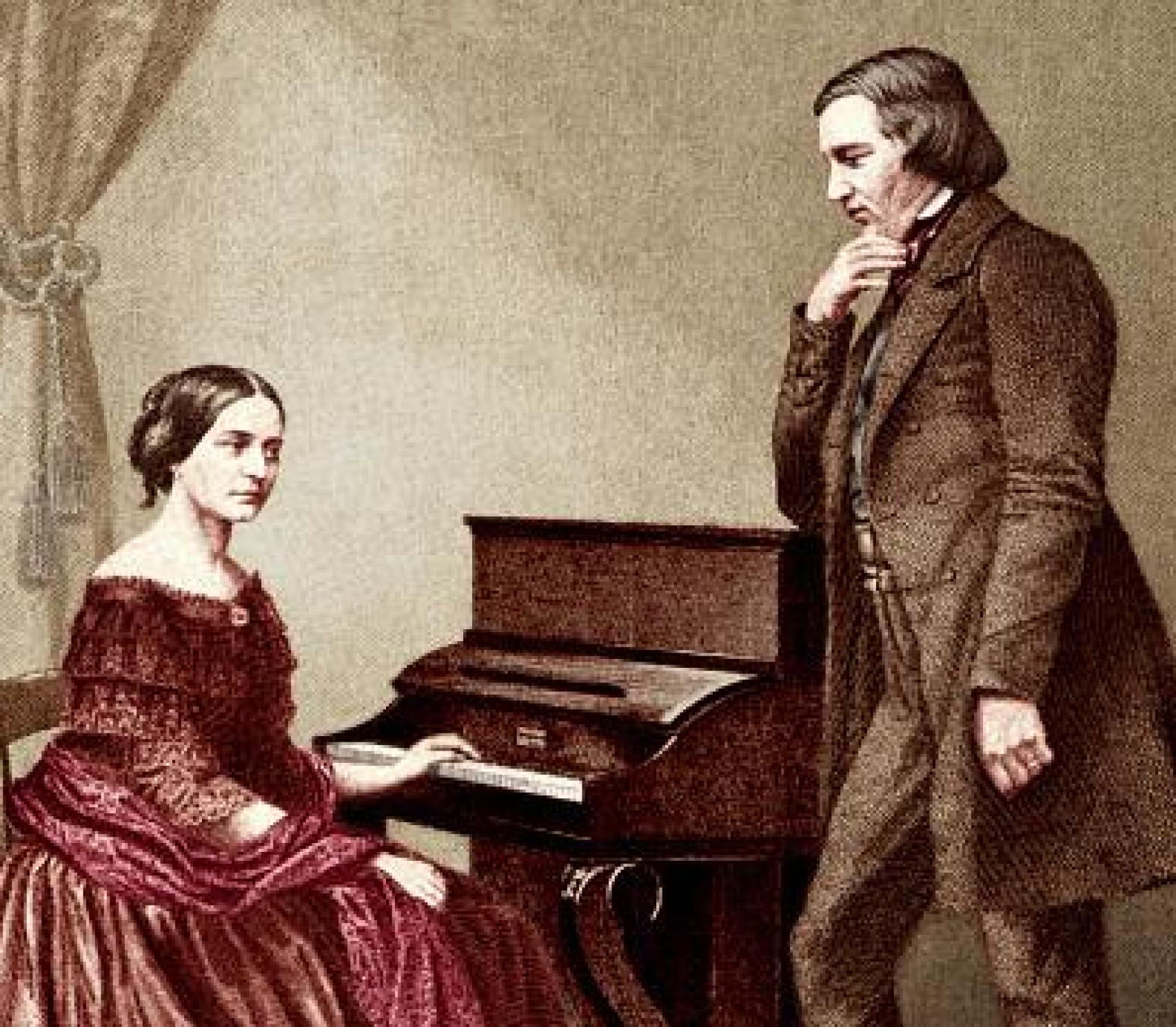 Retrato de Clara Schumann y su marido, Robert.