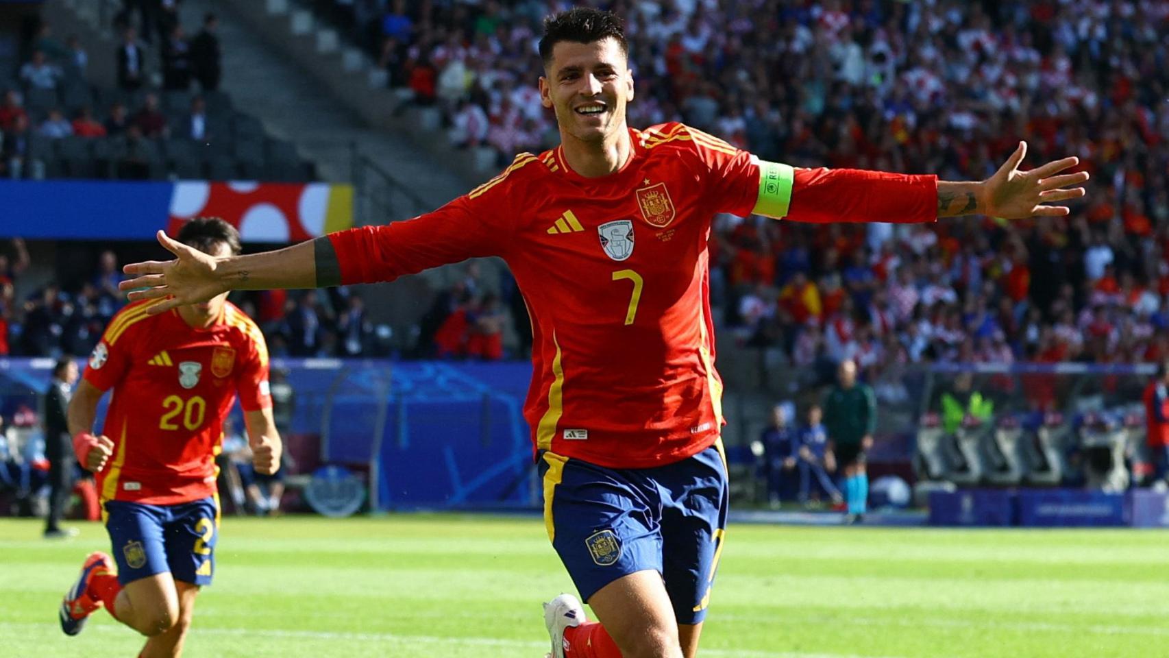 Morata celebra su gol frente a Croacia en la Eurocopa.