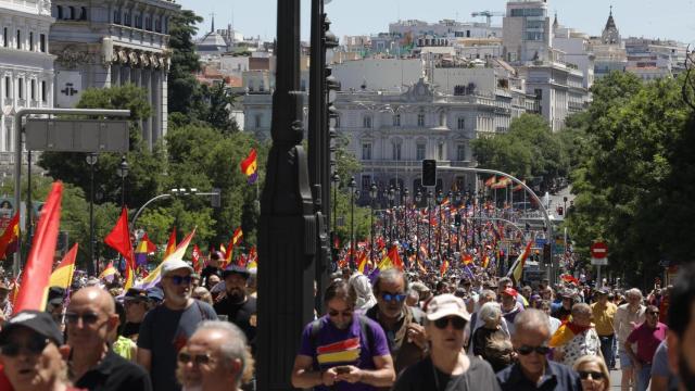 Marcha Republicana 16J en Madrid convocada con motivo del décimo aniversario del reinado de Felipe VI bajo el lema Diez años bastan