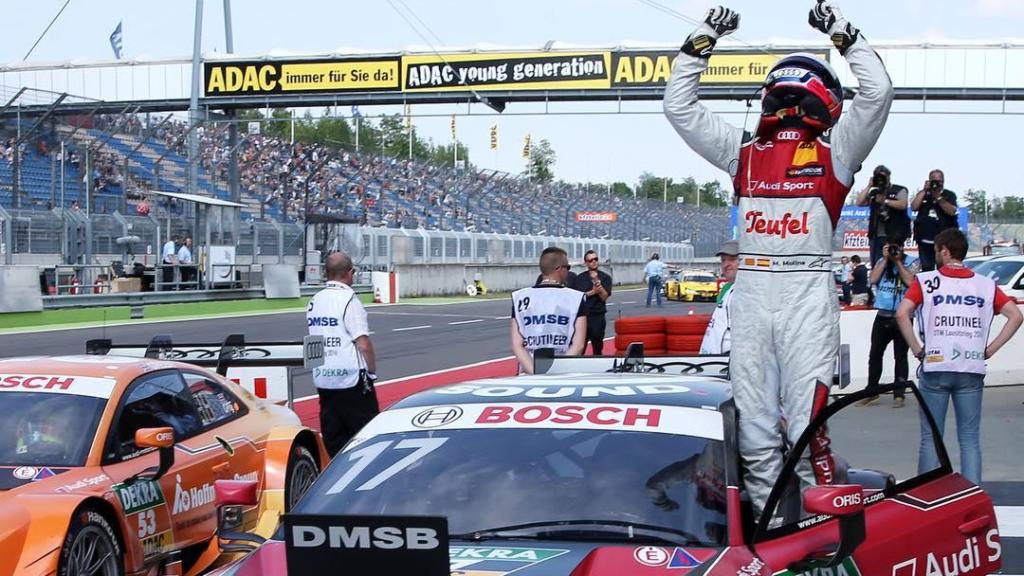 Miguel Molina celebra un victoria en el DTM con Audi