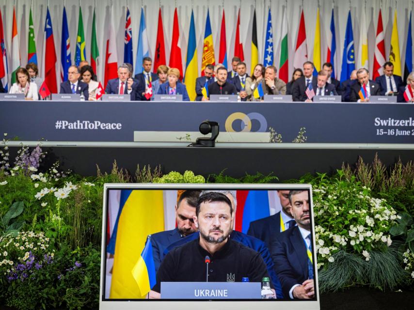 El presidente ucraniano, Volodomir Zelenski, en la Conferencia por la Paz en Ucrania.