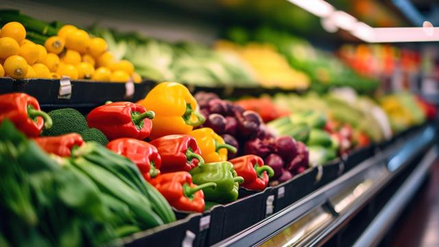 Sección de verduras de un supermercado.