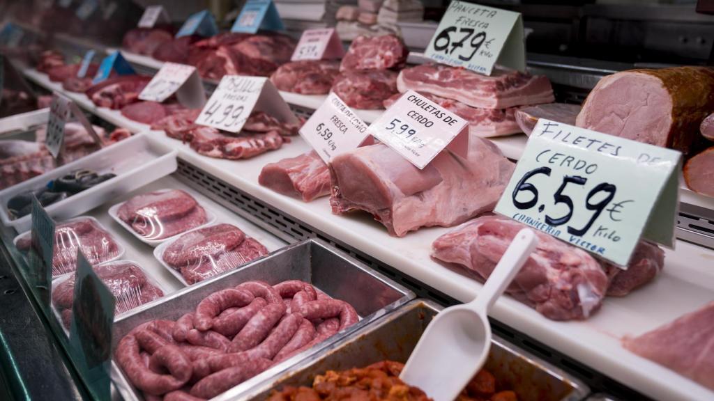 Butcher shop counter.