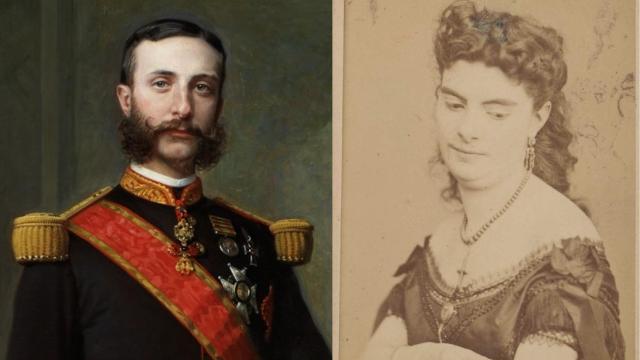 Retratos de Alfonso XII y Elena Sanz.