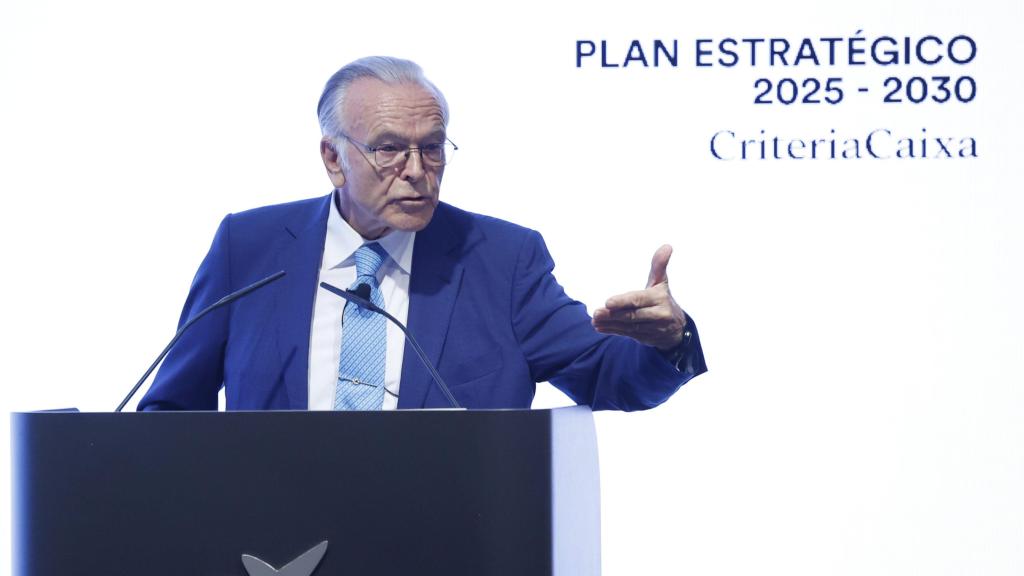 Isidro Fainé, presidente de CriteriaCaixa, interviene durante la presentación del nuevo Plan Estratégico 2025-2030 de CriteriaCaixa